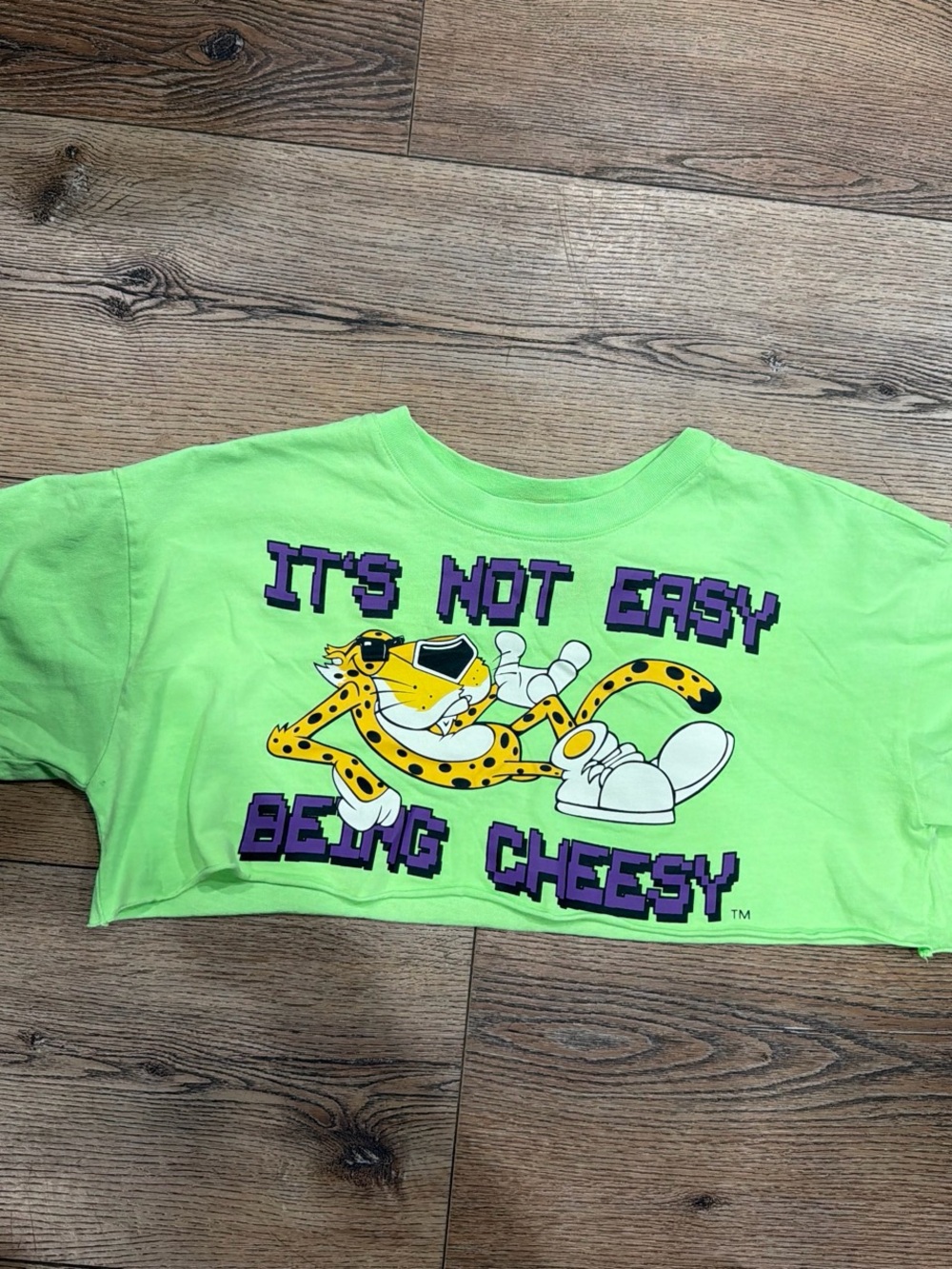 Forever 21 Neon Green Chester Cheetah Graphic Crop Tee